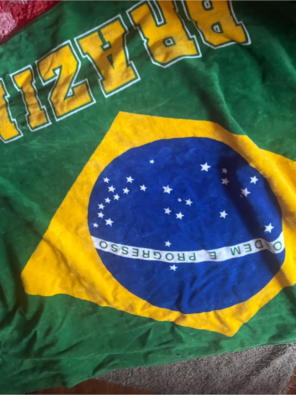 Brazil Flag Cotton Throw Blanket - Green & Yellow for beach